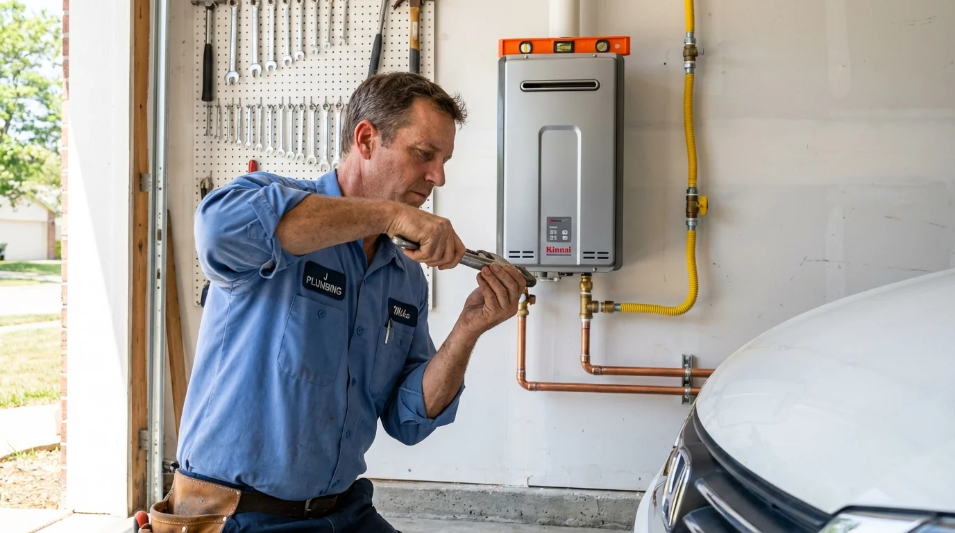 Tankless water heater installation by a Johns Plumbing LLC plumber in Wilson